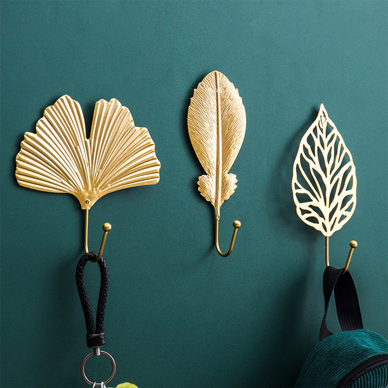 LeafLine - Patère Murale Feuille Dorée Élégante pour votre Intérieur