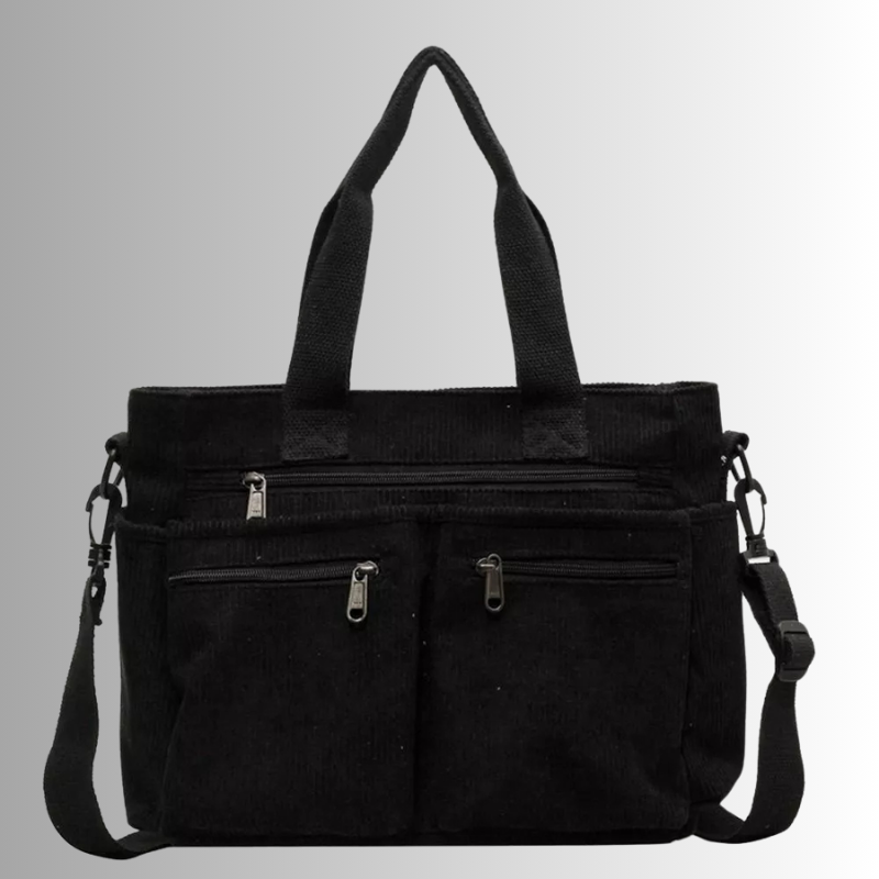 Emma | Élégant Sac Fourre Tout Femme Pratique en Velours Côtelé 0