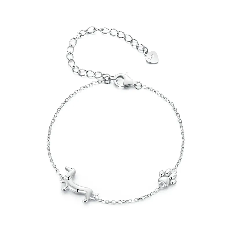 Bracelet Charme Teckel Mignon - Argent Sterling