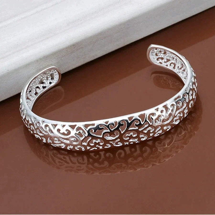 Bracelet Manchette Filigrane Argent - Design Unique