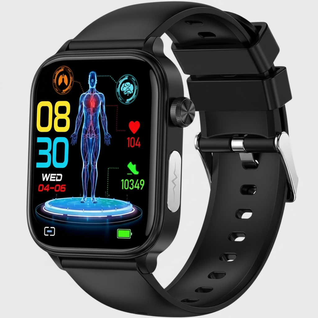 Montre Connectée Femme | Suivi de Glycémie et Fonction SOS | Design Étanche pour un Confort Quotidien 0