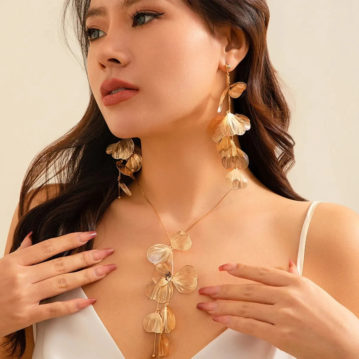 LeafElegance - Set pendentif feuille et boucles