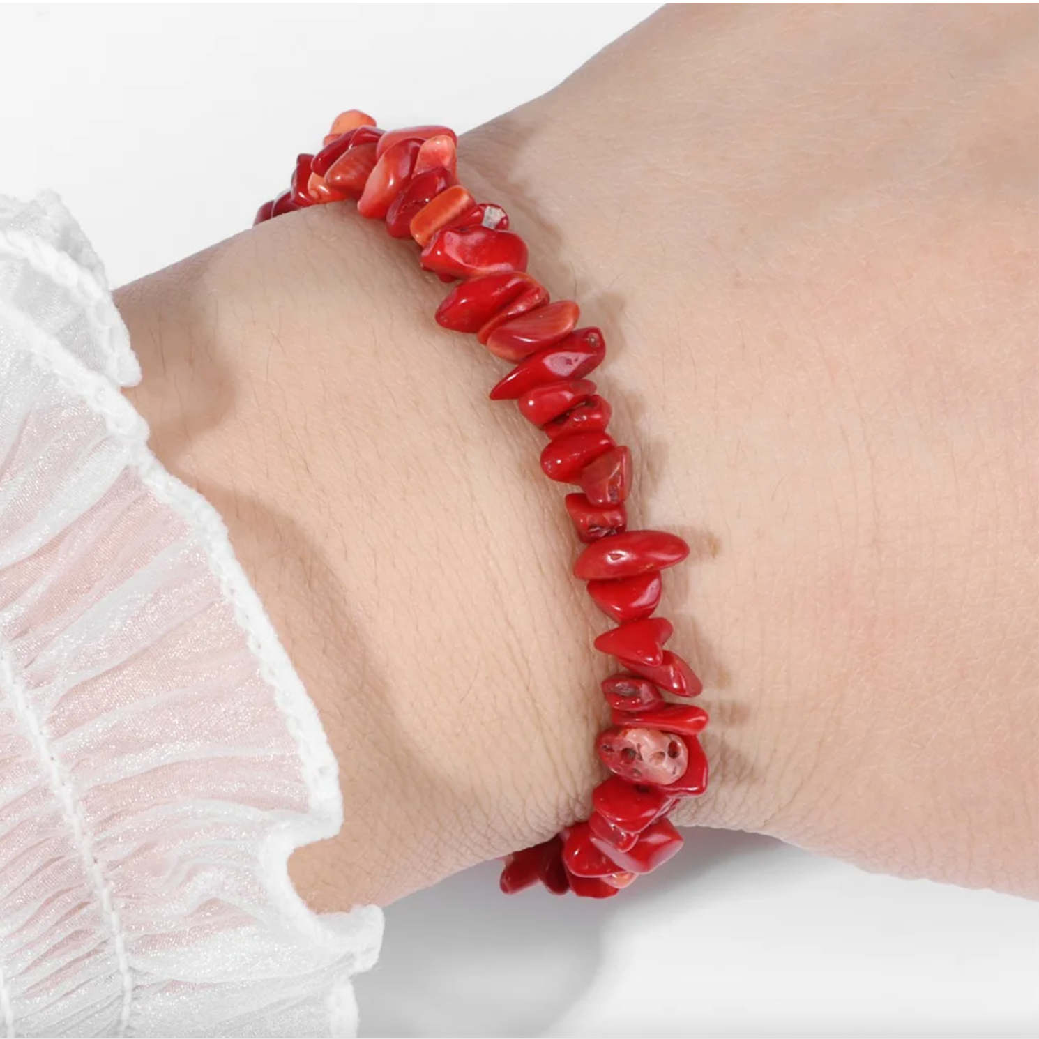 Bracelet Corail Rouge Élégant - Spirituel et Tendance