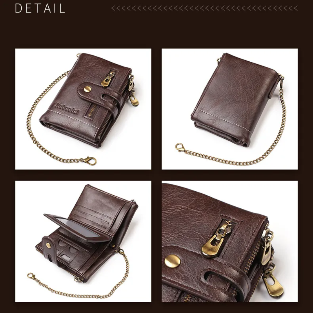 VintageCraft - Portefeuille Cuir Vintage à Chaîne