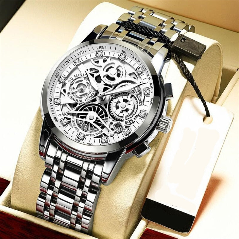 SkeletonWatch - Montre squelette noire pour homme