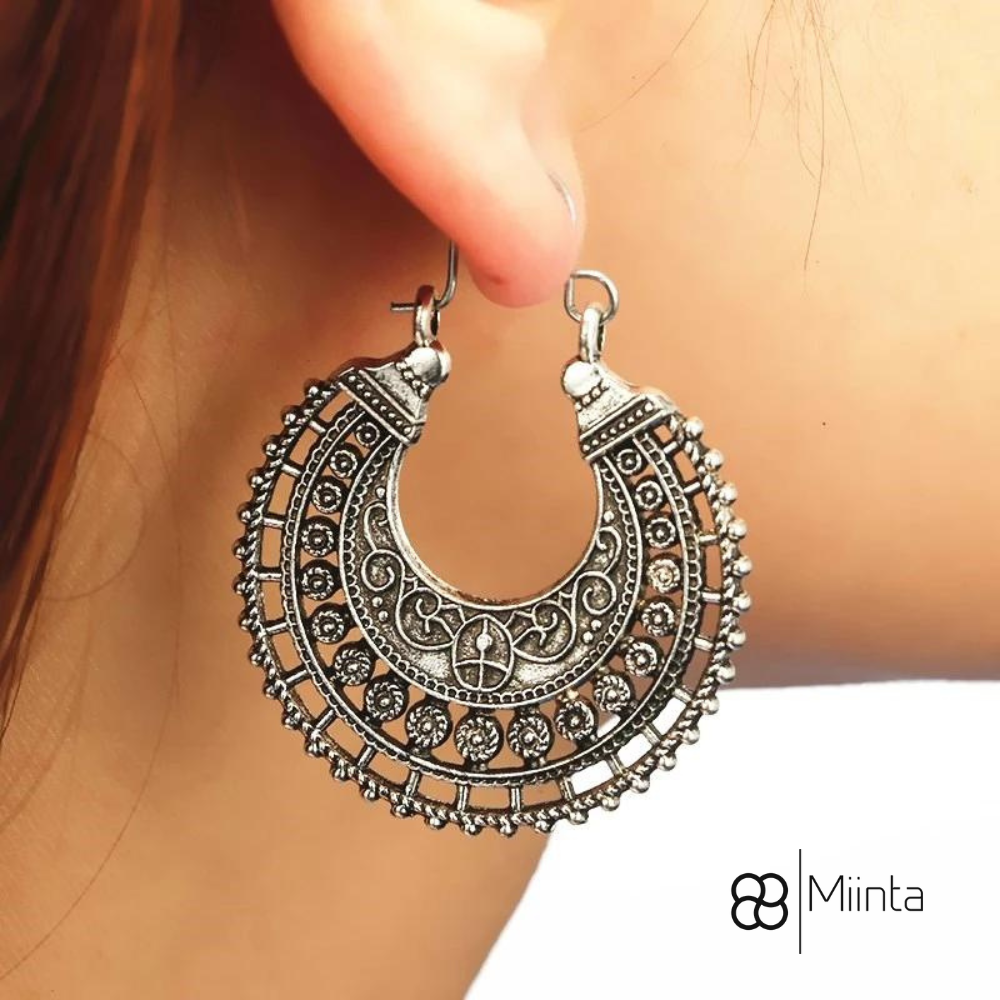 Boucles d'Oreilles Filigrane Tibétain - Argent 925